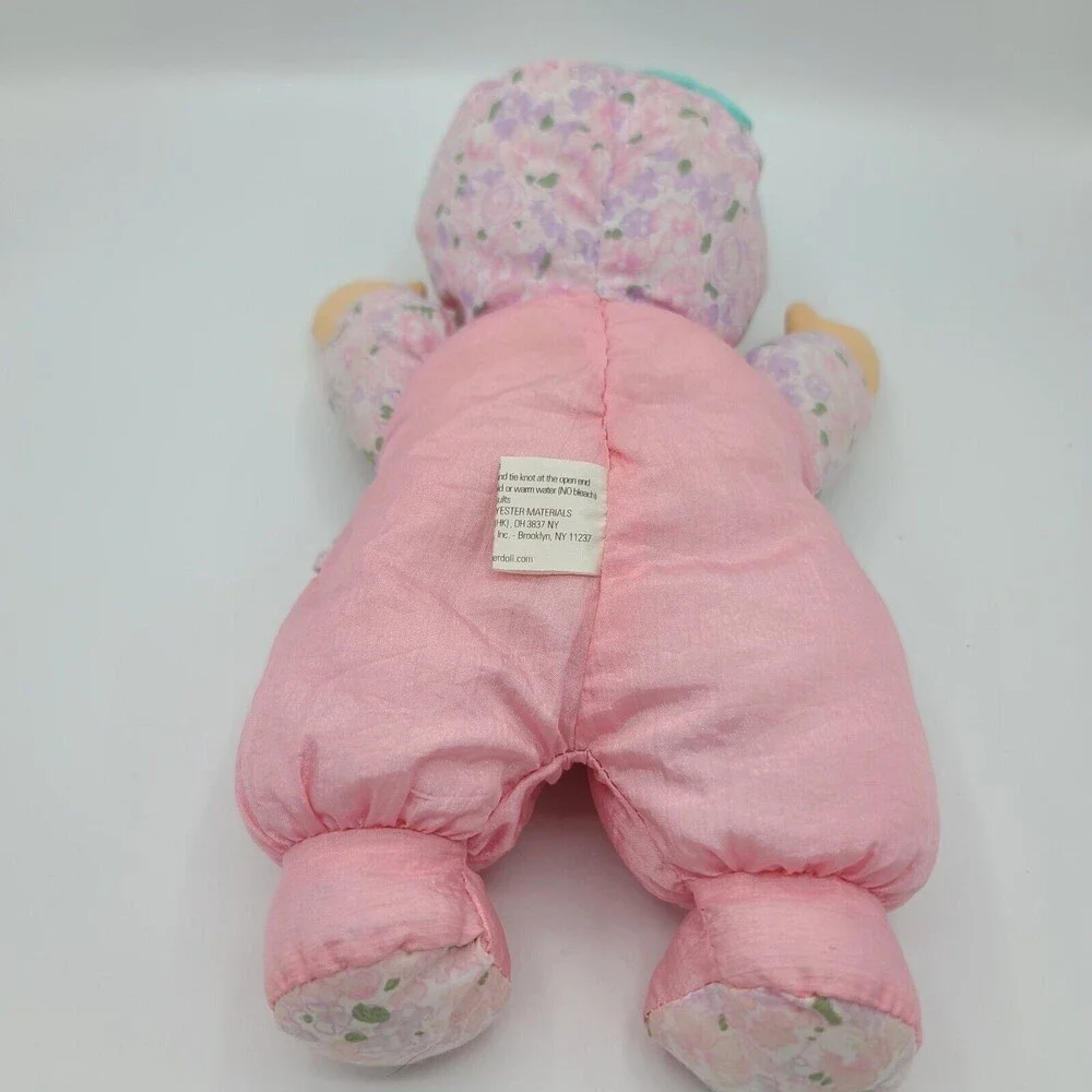 Goldberger Baby Doll Plush Floral Nylon Stuffed Doll Vinyl Face Vintage